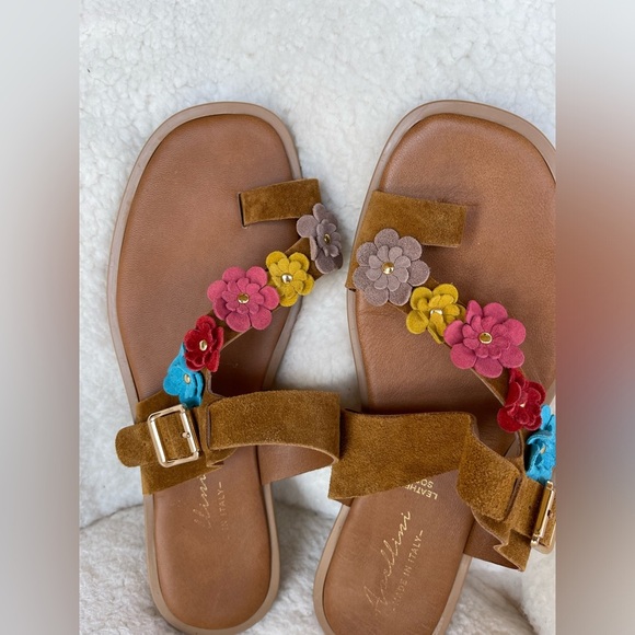 Stylish Floral Leather Sock Sandals in Brown and Multicolor by Avellino Women's - Picture 2 of 12